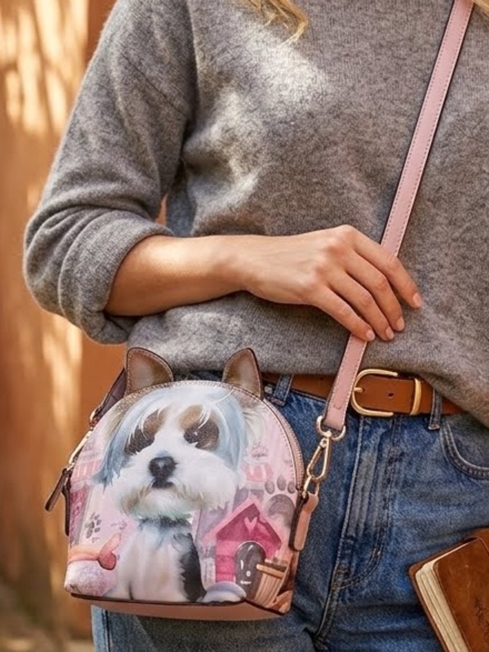 B Brentano Crossbody Bag handbag vegan leather 3D Yorkie Dog Yorkshire Terrier